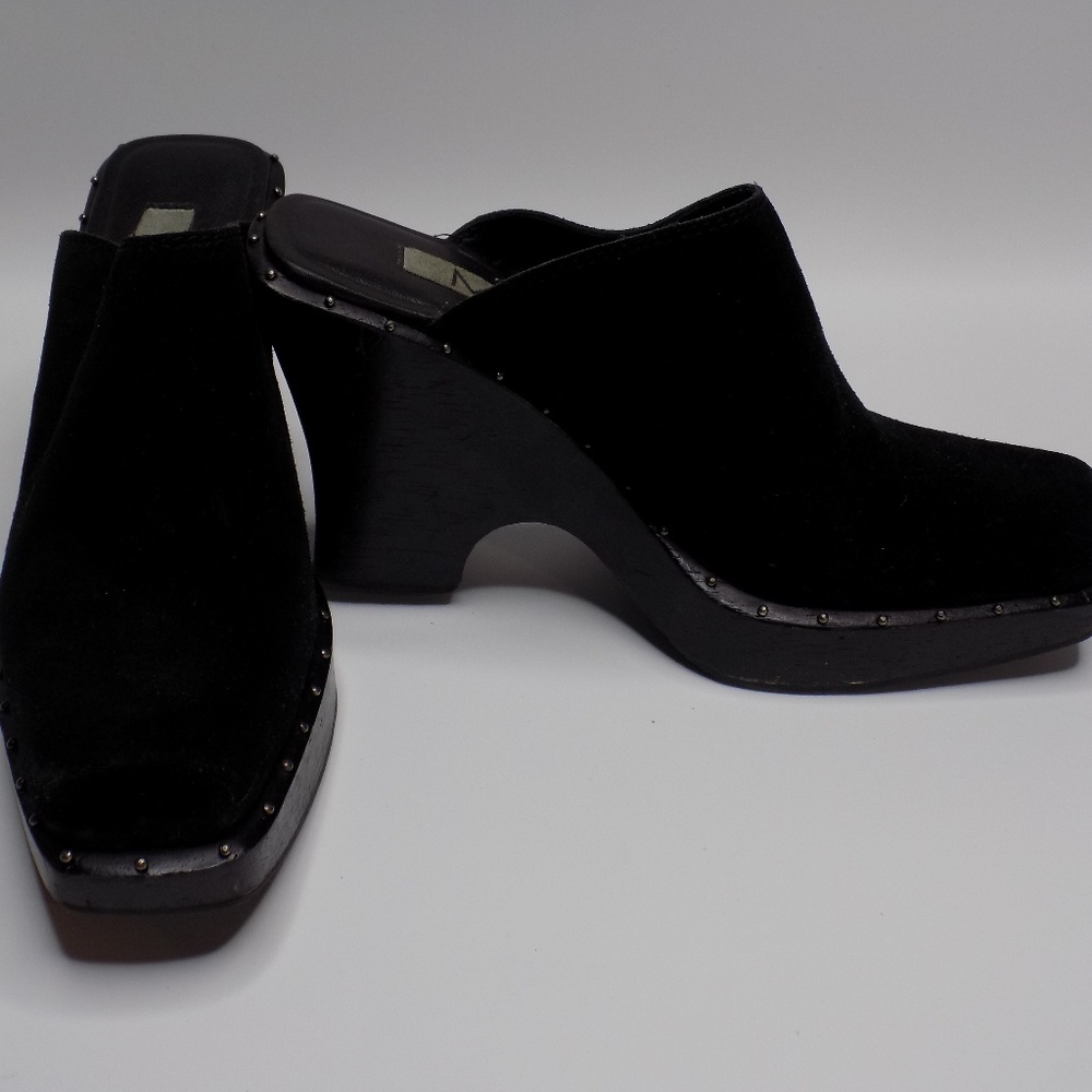 MIA  Suede and wood clogs